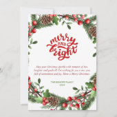 Modern Merry en helder Script Foliage Wreath Feestdagenkaart (Voorkant)