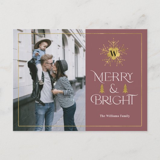 Modern Merry en heldere, eenvoudige kerstfoto Po Briefkaart (Voorkant)