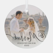 Modern Merry, gehuwd met kerstfoto Zwart wit Glas Ornament (Achterkant)