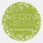 Modern Merry Green Bokeh op maat Ronde Sticker (Voorkant)