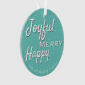 Modern Merry Happy Jolly Typografie Kerstmis Ornament (voorkant)