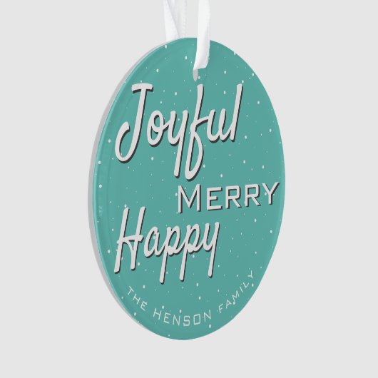 Modern Merry Happy Jolly Typografie Kerstmis Ornament (voorkant)
