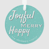 Modern Merry Happy Jolly Typografie Kerstmis Ornament (achterkant)