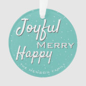 Modern Merry Happy Jolly Typografie Kerstmis Ornament (voorkant)