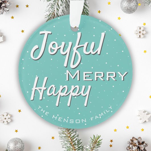 Modern Merry Happy Jolly Typografie Kerstmis Ornament
