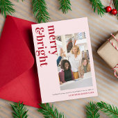 Modern Merry & Helder Roze Team Foto Bedrijf Feestdagenkaart