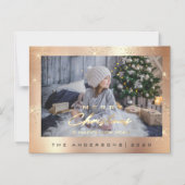 Modern Merry Holiday Foto Gold Spark Roos Sparkly Magnetische Uitnodiging (Voorkant)