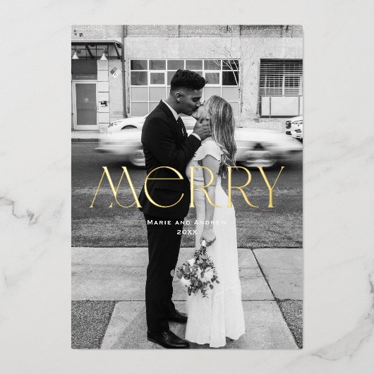 Modern Merry Holiday ontwerp Folie Feestdagenkaart (Voorkant)