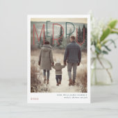 Modern Merry Holiday Photo Card Feestdagenkaart (Staand voorkant)