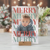 Modern Merry Holiday Photo Card Feestdagenkaart