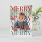 Modern Merry Holiday Photo Card Feestdagenkaart (Staand voorkant)