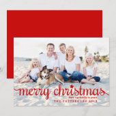 Modern Merry kerst Big Photo Card in Red Feestdagenkaart (Voorkant / Achterkant)