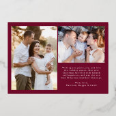 Modern Merry kerst Burgundy Foto Collage Folie Feestdagenkaart (Achterkant)