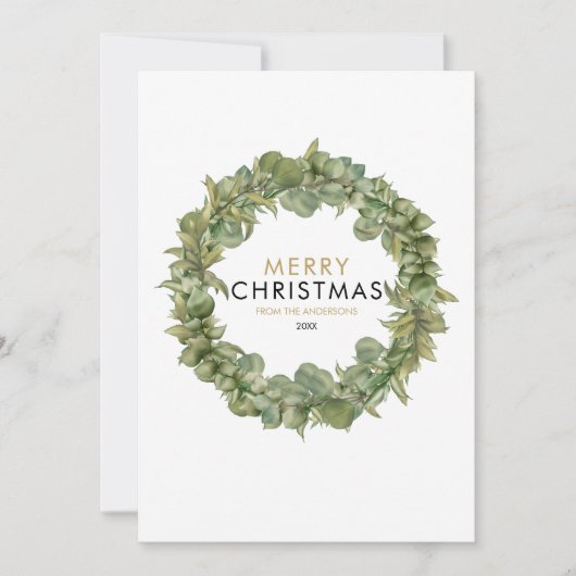 Modern Merry kerst Greenery Garland Feestdagenkaart (Voorkant)