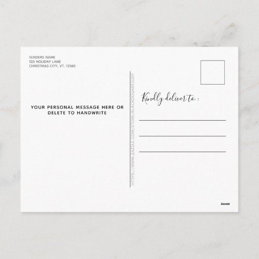 Modern Merry kerst Greenery Wreatfoto Feestdagenkaart (Achterkant)