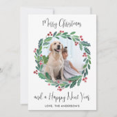 Modern Merry kerst Greenery Wreatfoto Feestdagenkaart (Voorkant)