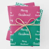 Modern Merry kerst Hot Pink Emerald Green Inpakpapier Vel (In situ)