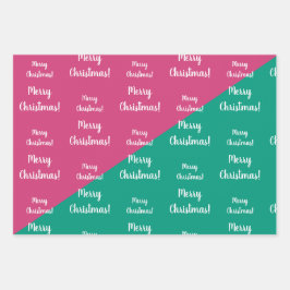 Modern Merry kerst Hot Pink Emerald Green Inpakpapier Vel