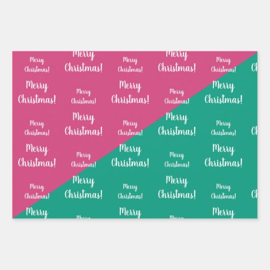 Modern Merry kerst Hot Pink Emerald Green Inpakpapier Vel (Voorkant)