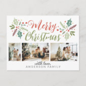 Modern Merry kerstary Foliage Photo Collage Briefkaart (Voorkant)