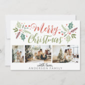 Modern Merry kerstary Foliage Photo Collage Feestdagenkaart (Voorkant)