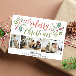 Modern Merry kerstary Foliage Photo Collage Feestdagenkaart<br><div class="desc">Moderne kerstavond met kerstavond met fotocollage-feestdag</div>