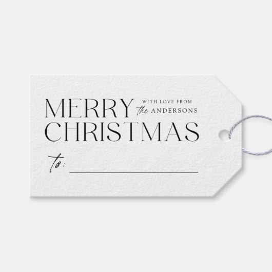 Modern Merry KerstBlack Cadeaulabel (Voorkant (Horizontaal))