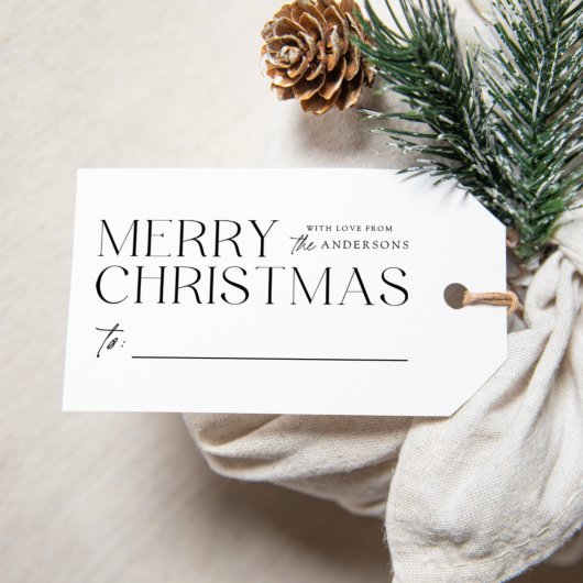 Modern Merry KerstBlack Cadeaulabel