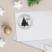 Modern Merry Kerstboom Kat Retouradres Rubberstempel