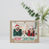 Modern Merry kerstfamilie Foto Kraft Briefkaart (Staand voorkant)