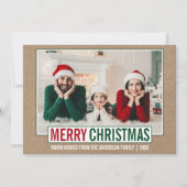 Modern Merry kerstfamilie Foto Kraft Feestdagenkaart (Voorkant)
