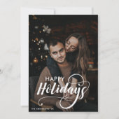 Modern Merry Kerstfamilie Foto naam Tartan Feestdagenkaart (Voorkant)