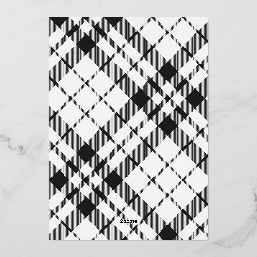 Modern Merry Kerstfamilie Foto naam Tartan Fo Folie Feestdagenkaart (Achterkant)