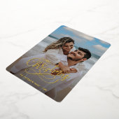 Modern Merry Kerstfamilie Foto naam Tartan Fo Folie Feestdagenkaart (Gedraaid)