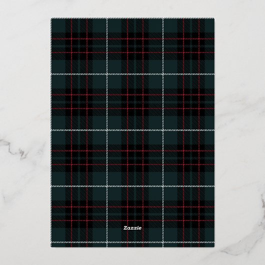 Modern Merry Kerstfamilie Foto naam Tartan Folie Feestdagenkaart (Achterkant)