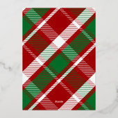 Modern Merry Kerstfamilie Foto naam Tartan Folie Feestdagenkaart (Achterkant)