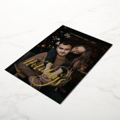 Modern Merry Kerstfamilie Foto naam Tartan Folie Feestdagenkaart (Gedraaid)