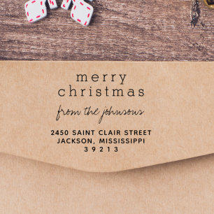 Modern Merry-kerstfamilie, naamgroeten Zelfinktende Stempel