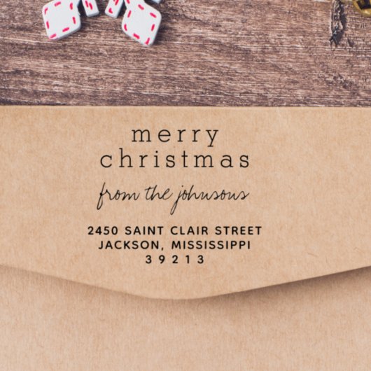 Modern Merry-kerstfamilie, naamgroeten Zelfinktende Stempel