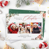 Modern Merry kerstFloral 3 Fotogroet Feestdagenkaart