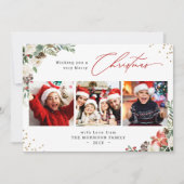 Modern Merry kerstFloral 3 Fotogroet Feestdagenkaart (Voorkant)