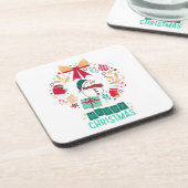 Modern Merry KerstFloral Familie Stijlvol Bier Onderzetter (Linkerzijde)