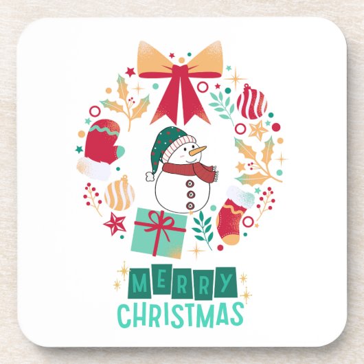 Modern Merry KerstFloral Familie Stijlvol Bier Onderzetter (Voorkant)