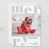 Modern Merry kerstfoto grijs Feestdagenkaart (Voorkant)