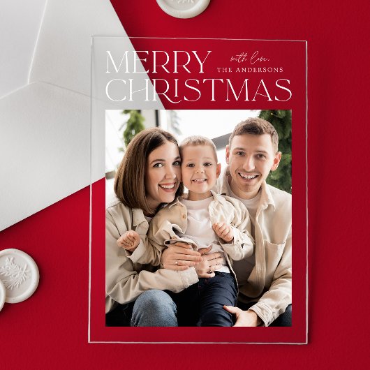 Modern Merry kerstfoto Holiday Acryl Uitnodigingen