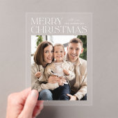 Modern Merry kerstfoto Holiday Acryl Uitnodigingen (Insitu (Draagbaar))