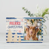 Modern Merry kerstfoto Holiday Feestdagenkaart (Staand voorkant)