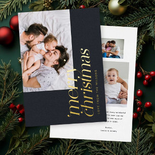 Modern Merry kerstfoto Stijlvol Traditioneel Folie Feestdagenkaart