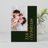 Modern Merry kerstfoto Stijlvol Traditioneel Folie Feestdagenkaart (Staand Voorkant)