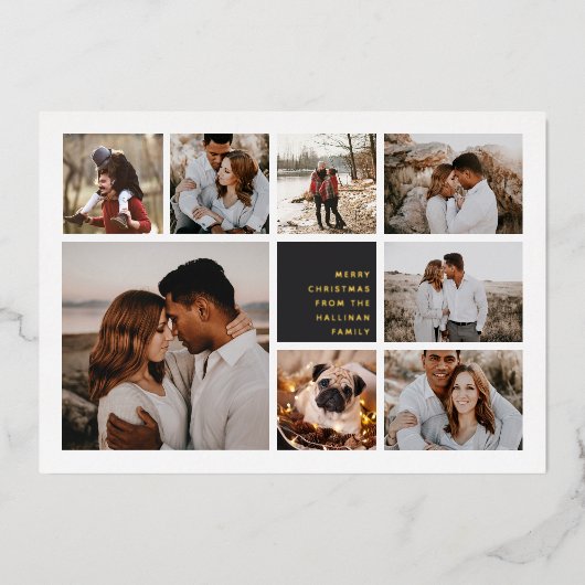 Modern Merry | Kerstfotocollage Folie Feestdagenkaart (Voorkant)